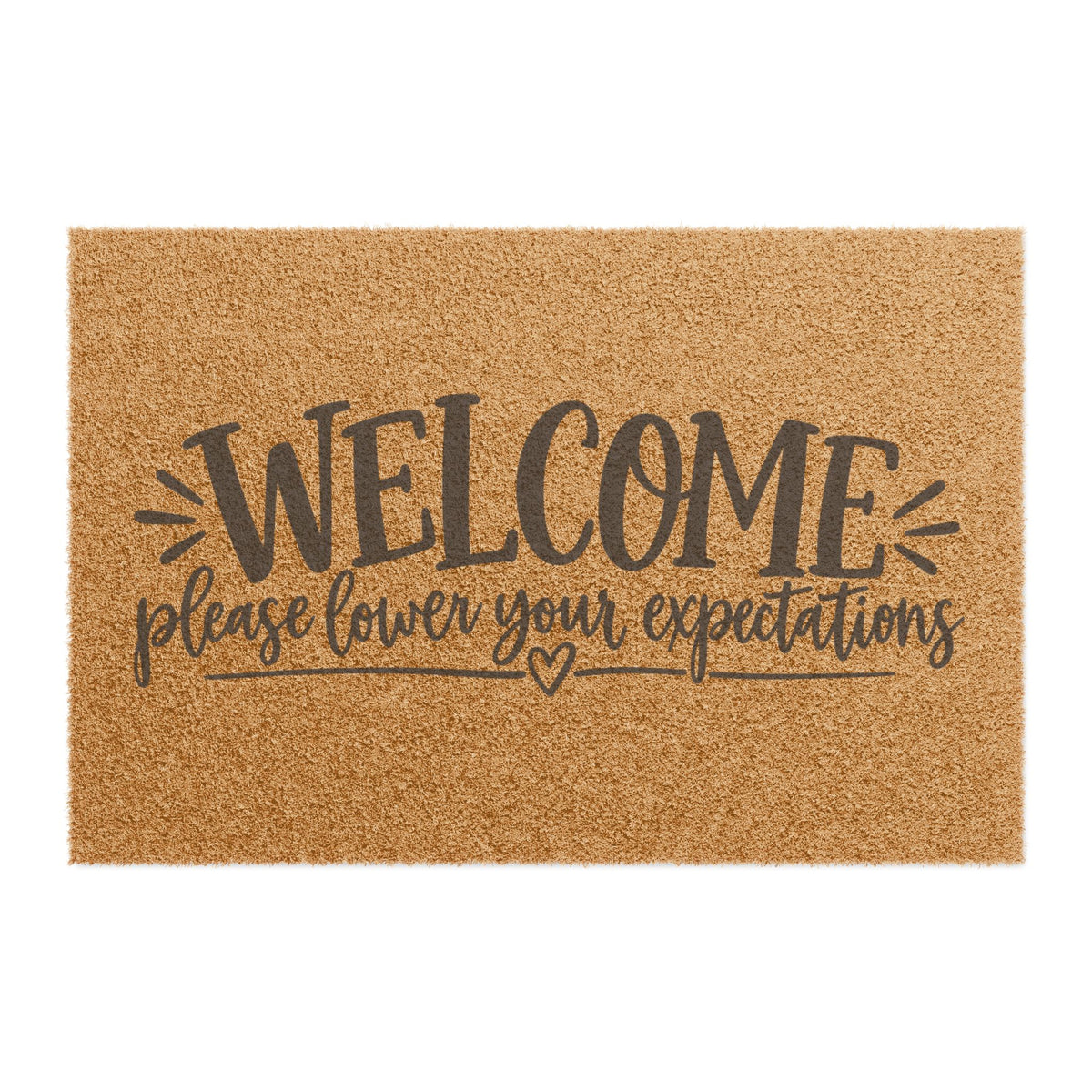 Doormat — "Welcome, Please Lower Your Expectations" Funny Coir Welcome Mat