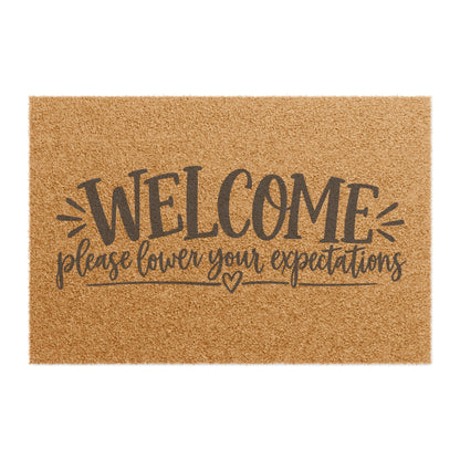 Doormat — "Welcome, Please Lower Your Expectations" Funny Coir Welcome Mat