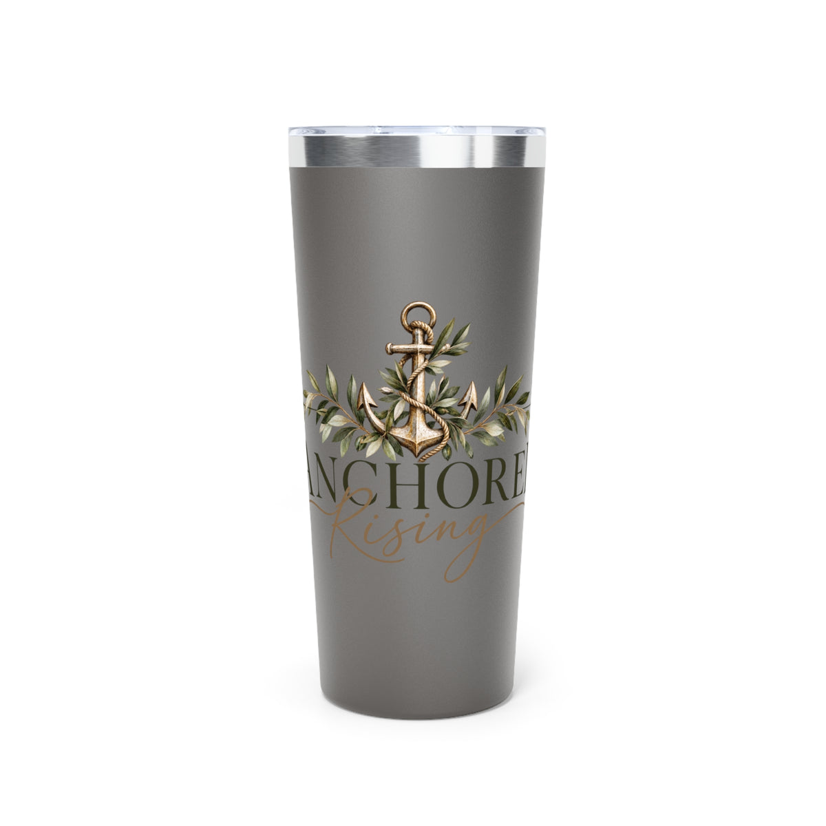 Anchored Rising 22oz Copper Vacuum Tumbler — Nautical Anchor Floral Insulated Travel Cup