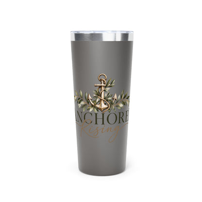 Anchored Rising 22oz Copper Vacuum Tumbler — Nautical Anchor Floral Insulated Travel Cup
