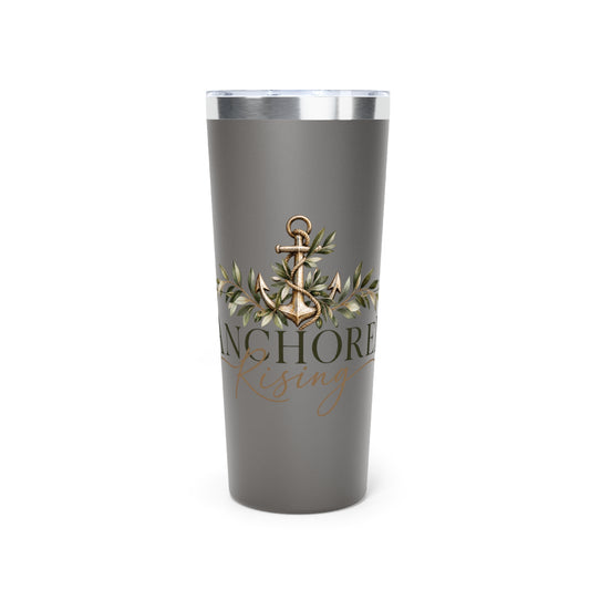 Anchored Rising 22oz Copper Vacuum Tumbler — Nautical Anchor Floral Insulated Travel Cup