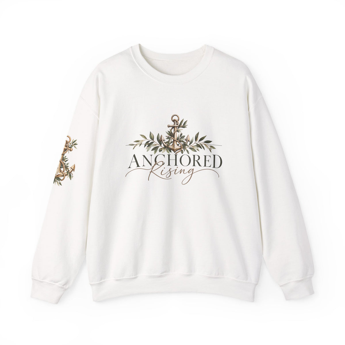 Crewneck Sweatshirt — Anchored Rising Anchor Floral Design