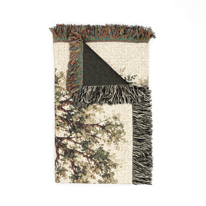 Cottage Home Illustration Woven Blanket | Cozy House Tapestry Throw