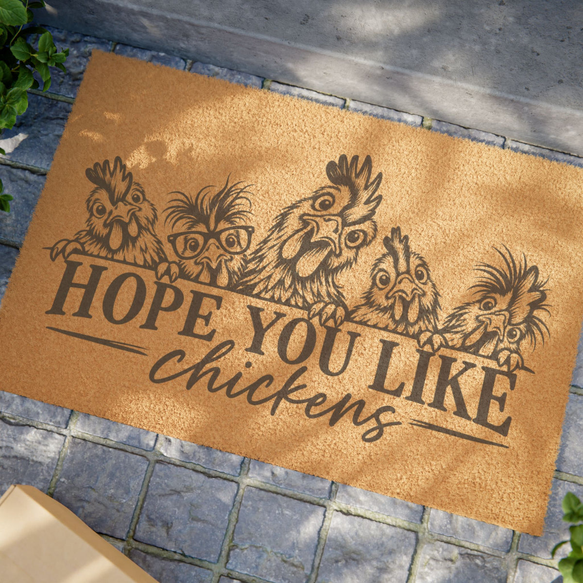Doormat — "Hope You Like Chickens" Coir Welcome Mat