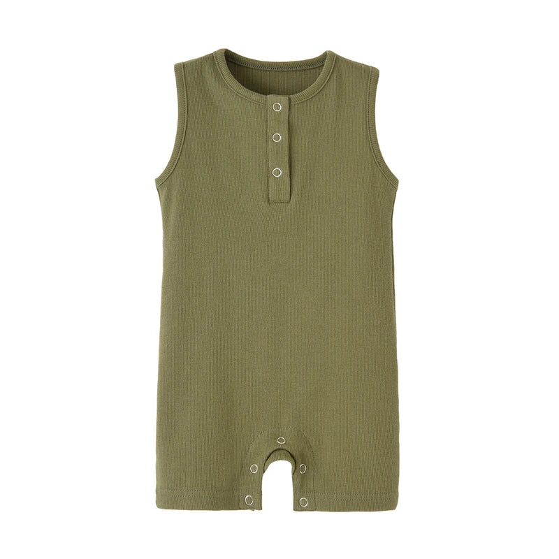 100% Cotton Ribbed Baby Rompers Sleeveless