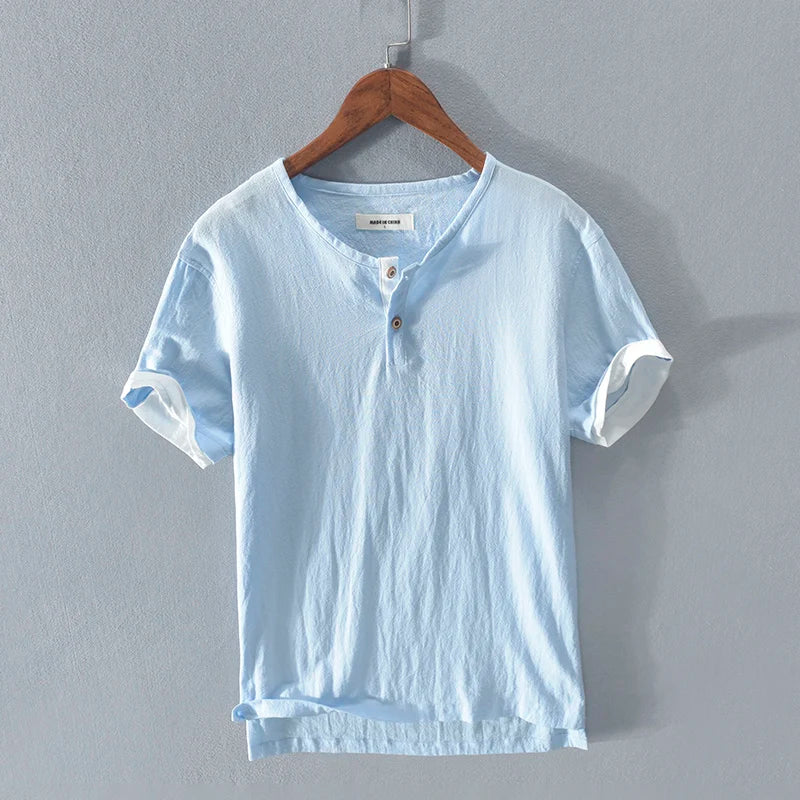 Cotton and Linen Casual Summer Henley