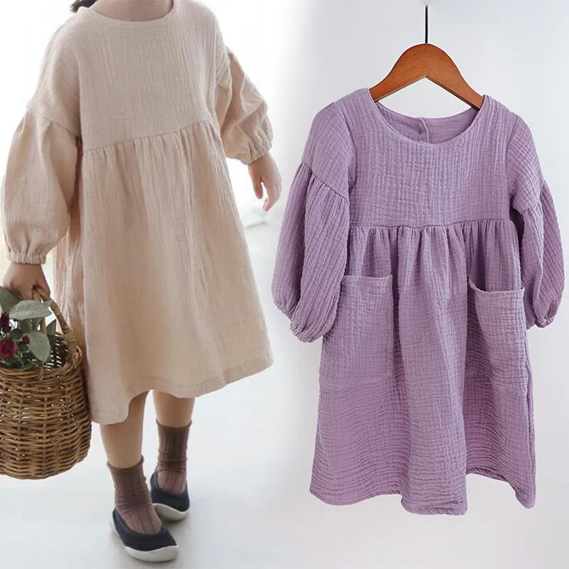 Girls 1T-6T Organic Cotton Double Gauze Loose Dress