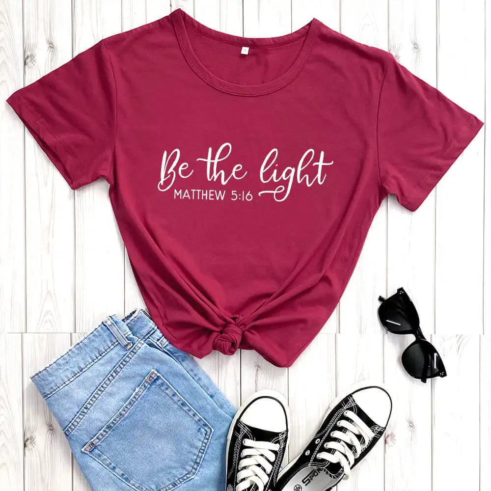 Be the Light Christian Short Sleeve T-Shirt 100% Cotton