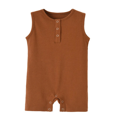 100% Cotton Ribbed Baby Rompers Sleeveless