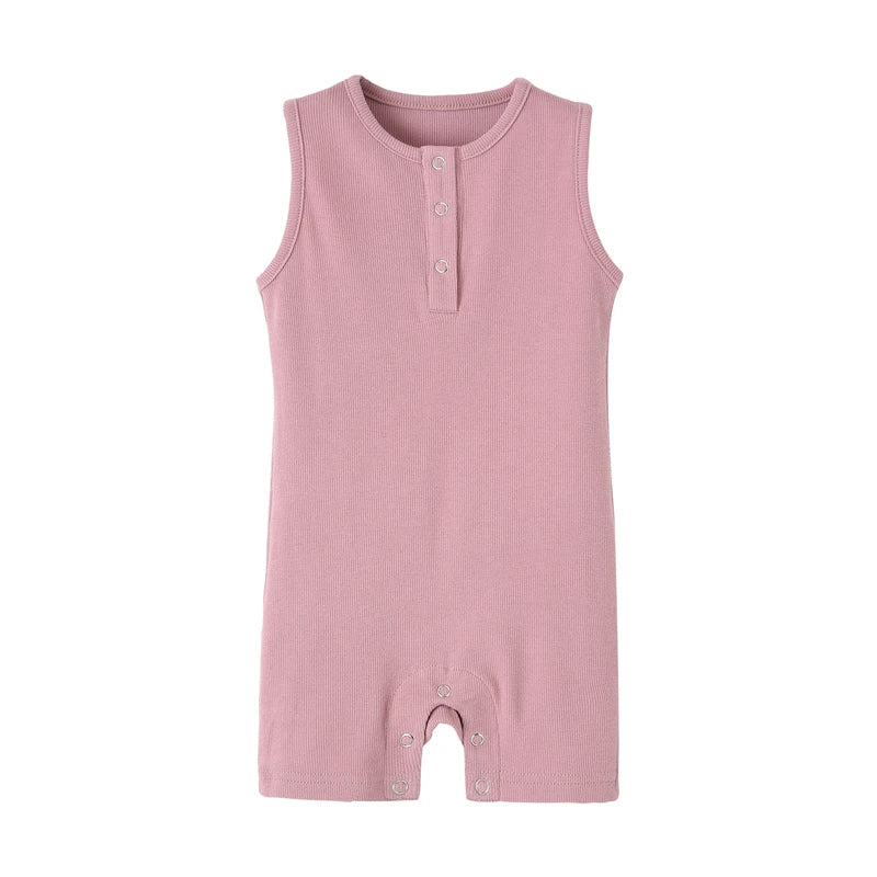 100% Cotton Ribbed Baby Rompers Sleeveless