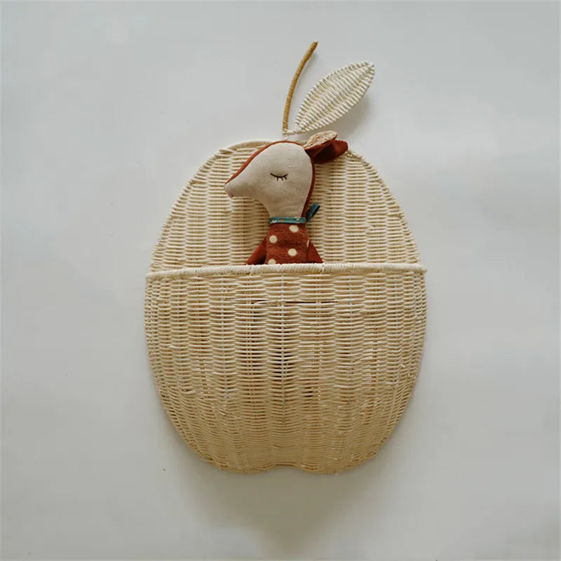 Rattan Apple/Pear Shape Storage Basket Handmade Hanging Organizers