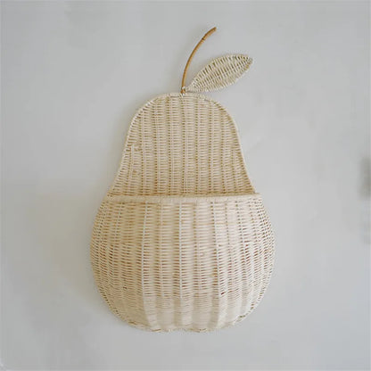 Rattan Apple/Pear Shape Storage Basket Handmade Hanging Organizers