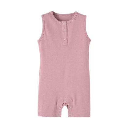 100% Cotton Ribbed Baby Rompers Sleeveless