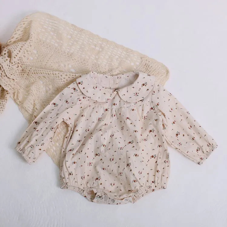 100% Cotton/Linen Blend Vintage Inspired Baby Girl Rompers and Shirts