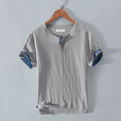 Cotton and Linen Casual Summer Henley