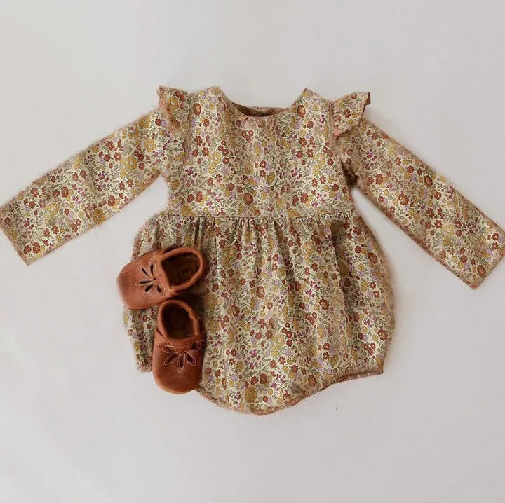 100% Cotton/Linen Blend Vintage Inspired Baby Girl Rompers and Shirts