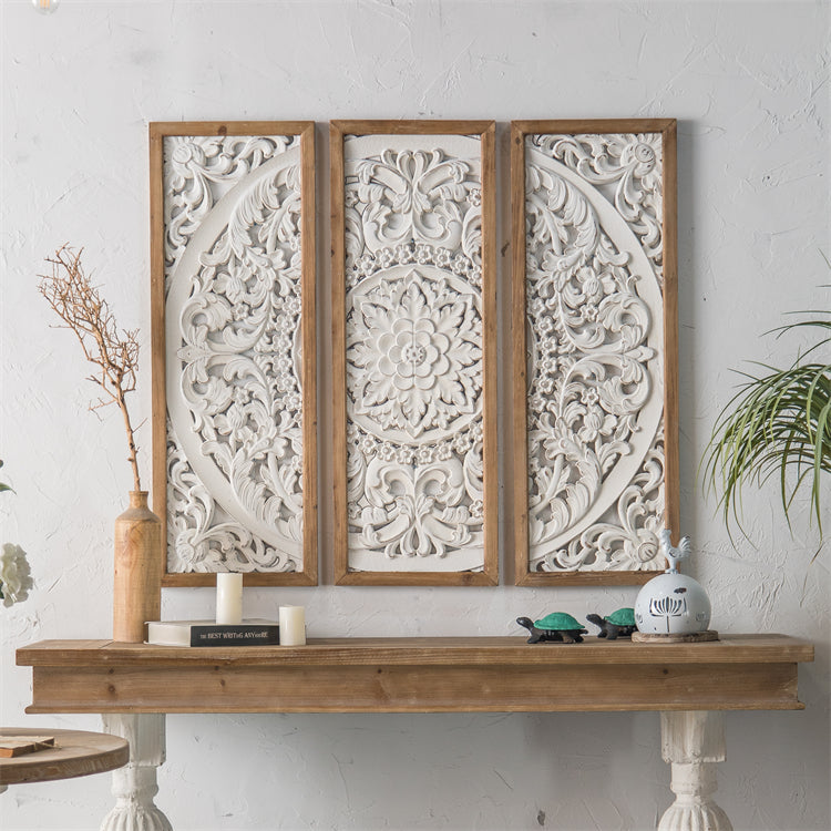 Unique Handmade Home Decor Antique White Wooden Wall Panel