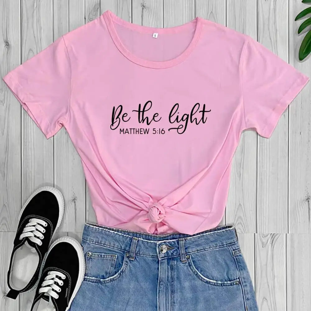 Be the Light Christian Short Sleeve T-Shirt 100% Cotton