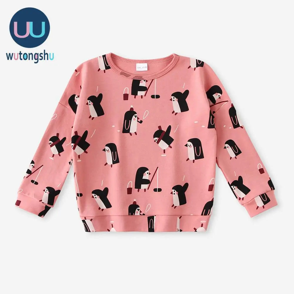 Boys Girls Animal Print Long Sleeve Pullover 100% Cotton