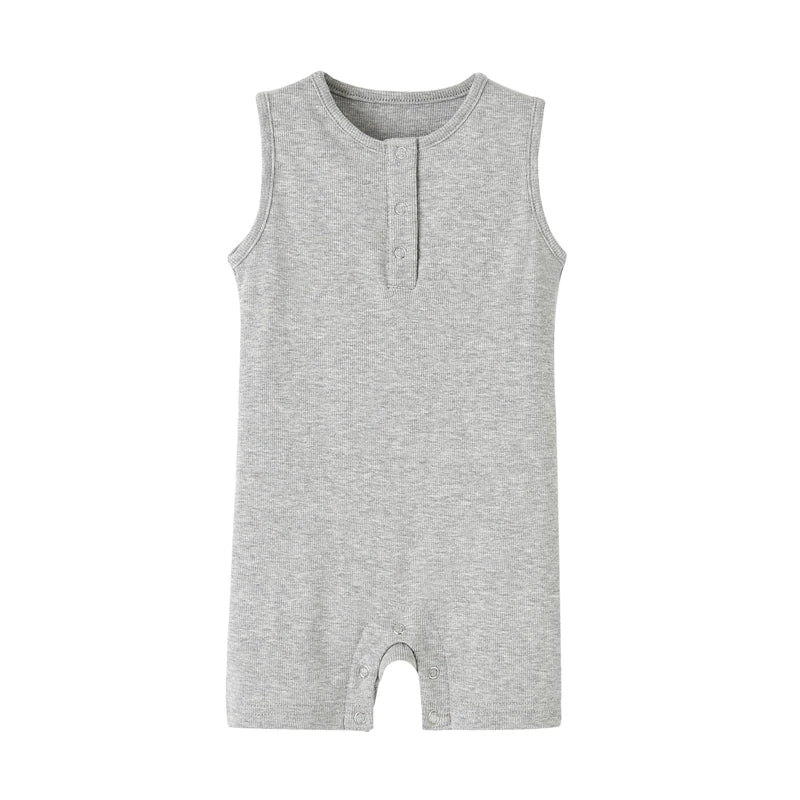 100% Cotton Ribbed Baby Rompers Sleeveless