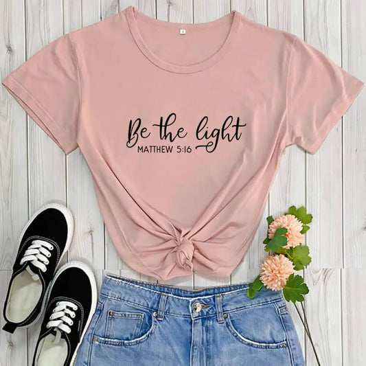 Be the Light Christian Short Sleeve T-Shirt 100% Cotton