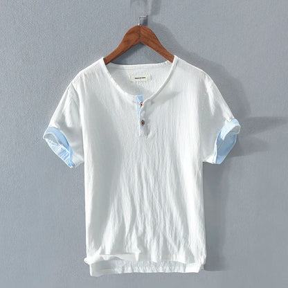 Cotton and Linen Casual Summer Henley