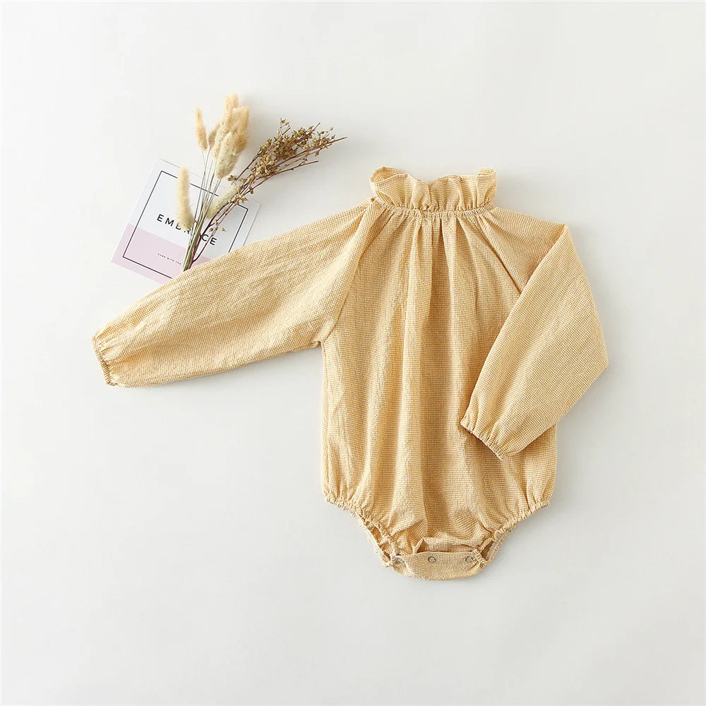 100% Cotton/Linen Blend Vintage Inspired Baby Girl Rompers and Shirts