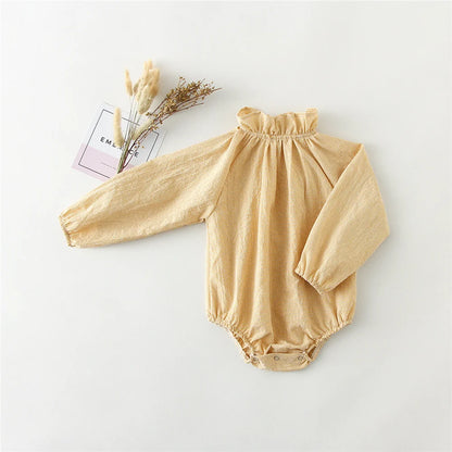 100% Cotton/Linen Blend Vintage Inspired Baby Girl Rompers and Shirts