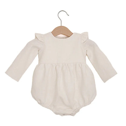 100% Cotton/Linen Blend Vintage Inspired Baby Girl Rompers and Shirts