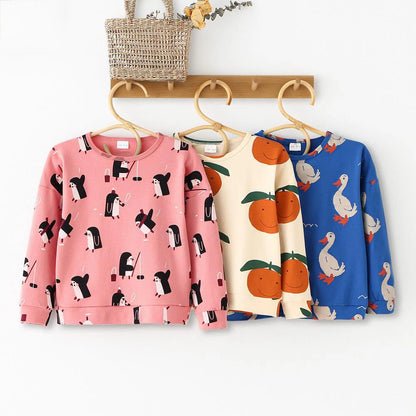 Boys Girls Animal Print Long Sleeve Pullover 100% Cotton