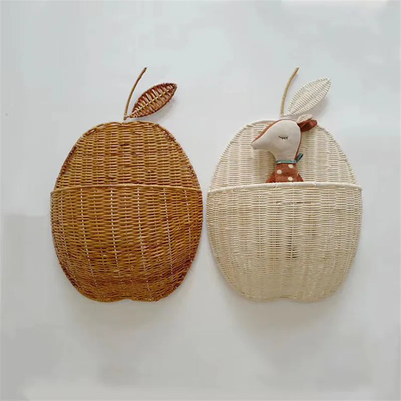 Rattan Apple/Pear Shape Storage Basket Handmade Hanging Organizers