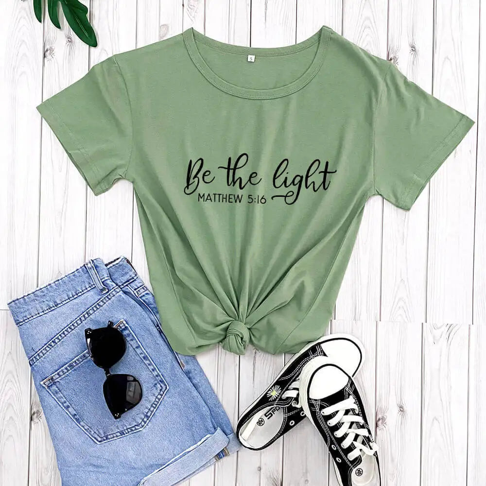 Be the Light Christian Short Sleeve T-Shirt 100% Cotton