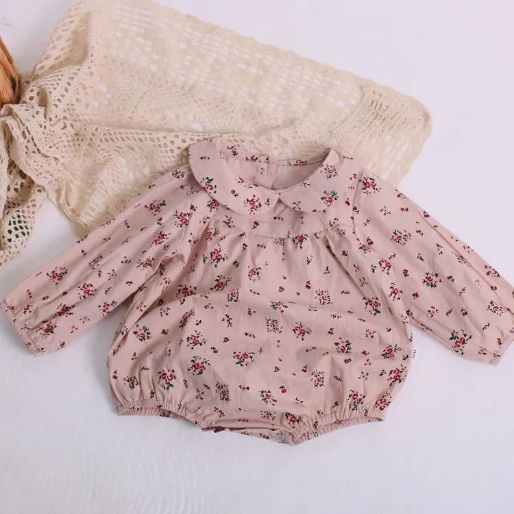 100% Cotton/Linen Blend Vintage Inspired Baby Girl Rompers and Shirts