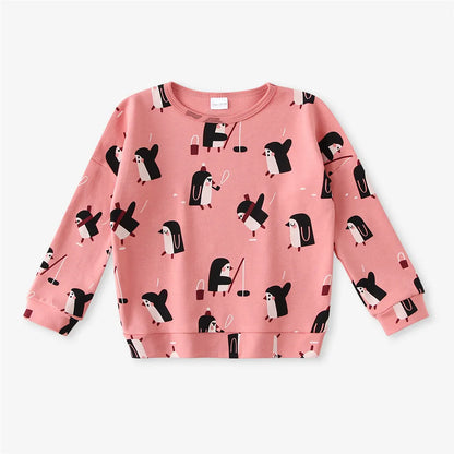 Boys Girls Animal Print Long Sleeve Pullover 100% Cotton