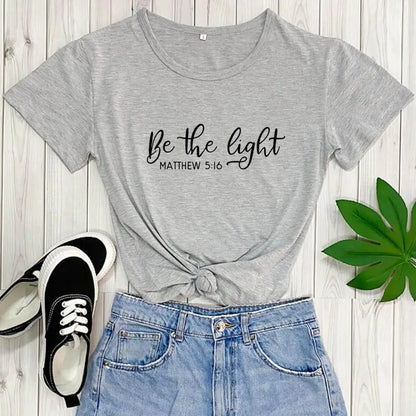 Be the Light Christian Short Sleeve T-Shirt 100% Cotton