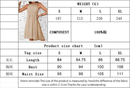 100% Cotton Gauze Sexy Halter Dresses for Women Sleeveless