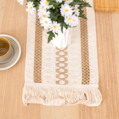 Boho Macrame Table Runner With Tassels