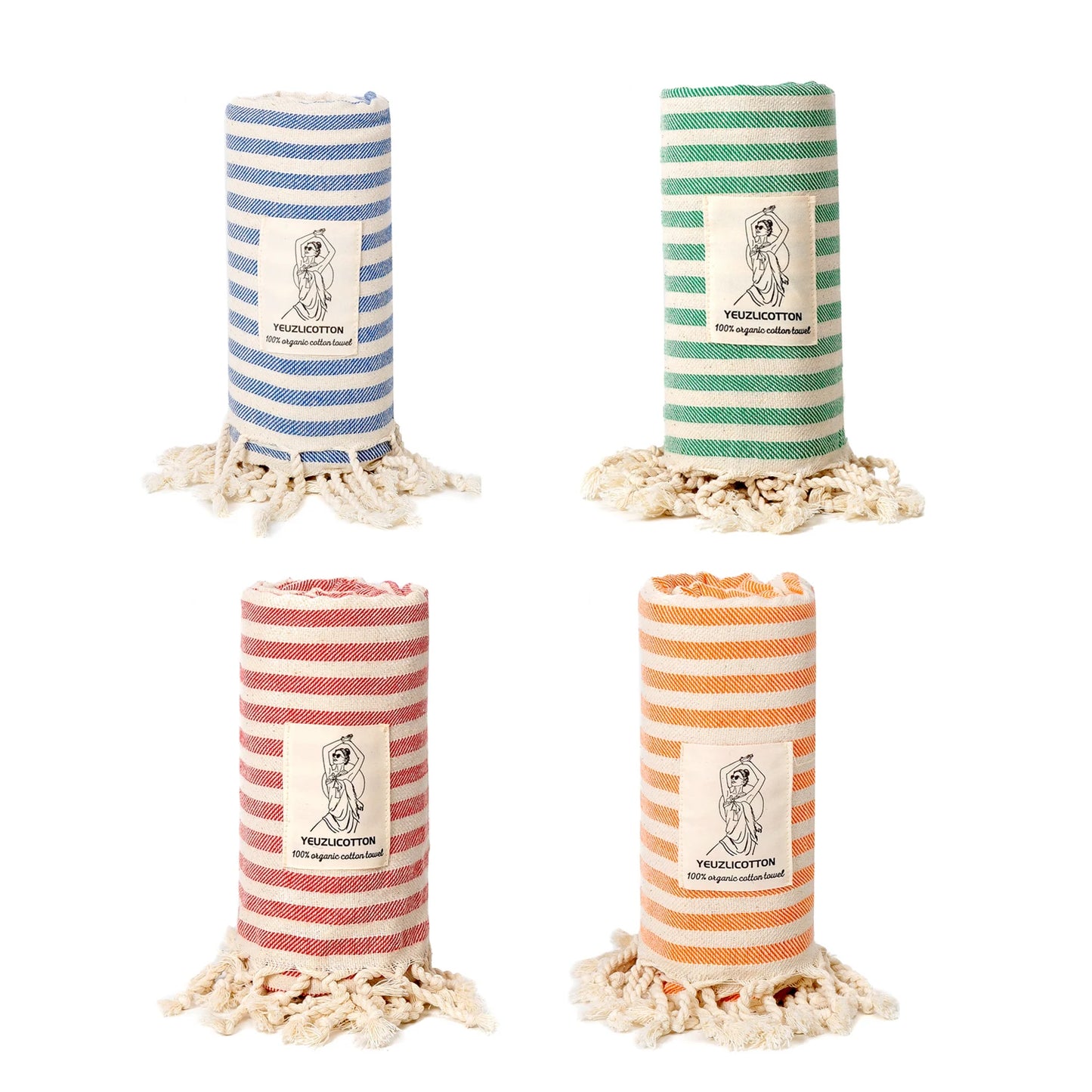 100% Cotton Striped Tassel Bath Beach Towel for Home 40 x 70 inch