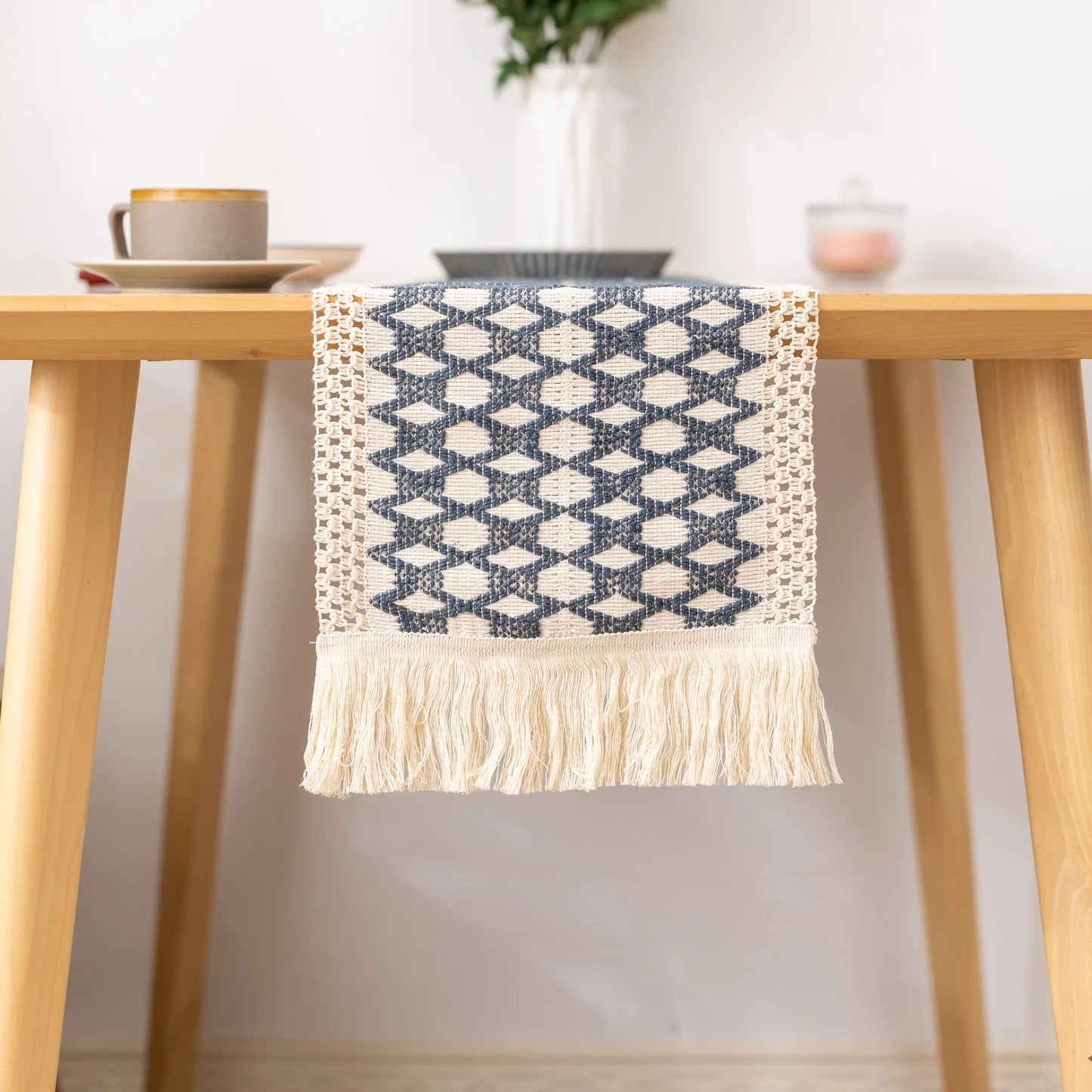 Boho Macrame Table Runner With Tassels