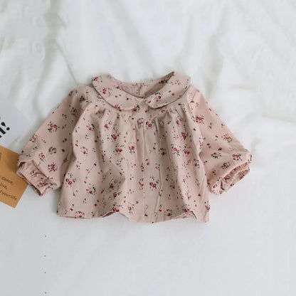 100% Cotton/Linen Blend Vintage Inspired Baby Girl Rompers and Shirts