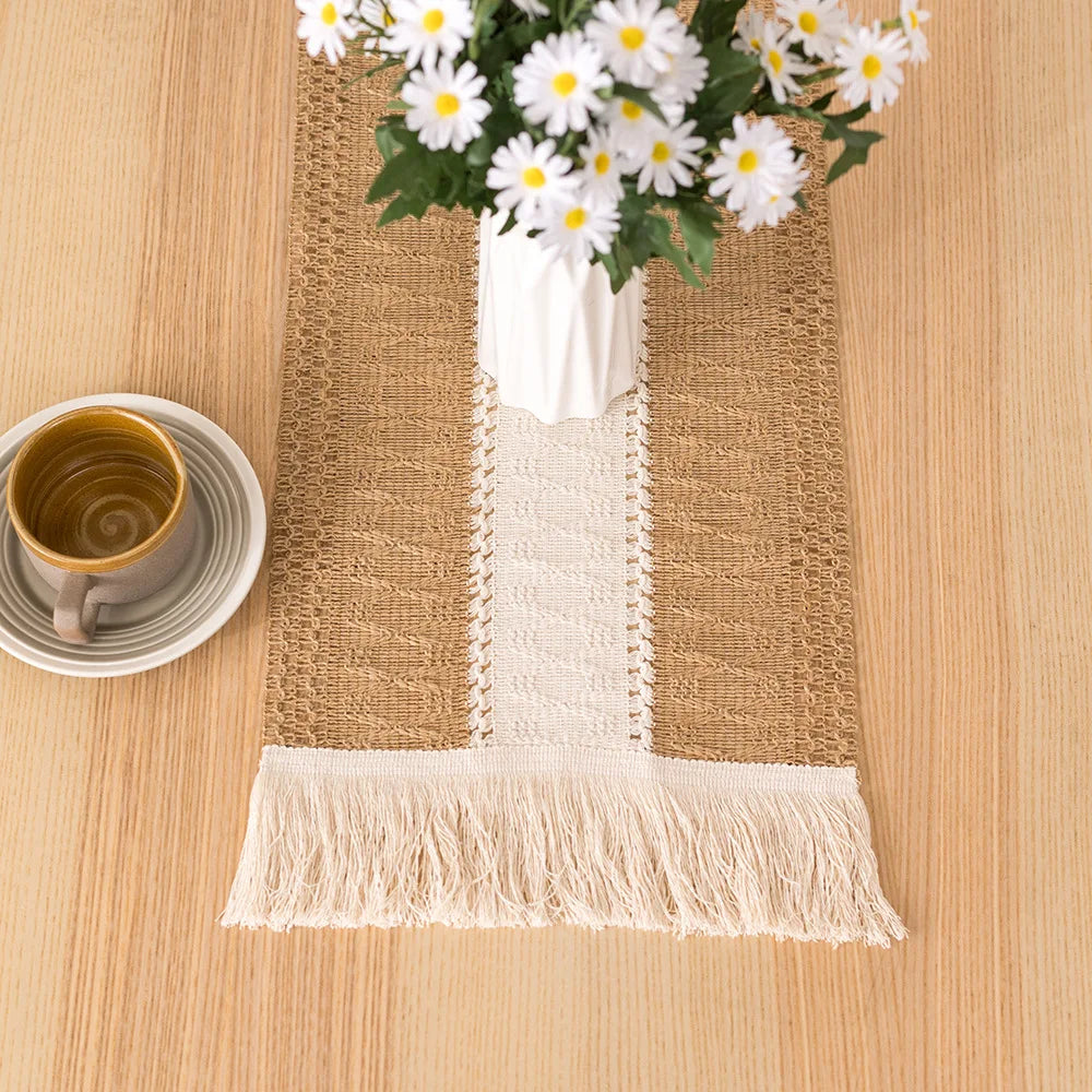 Boho Macrame Table Runner With Tassels