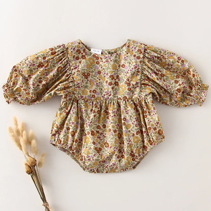 100% Cotton/Linen Blend Vintage Inspired Baby Girl Rompers and Shirts