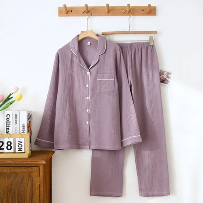 Mens and Womens Solid Breathable 100% Cotton Crepe Pajama Set