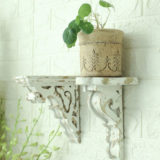 2pcs Wall Wooden Wall Mounted Rustic Scrolls Shelf