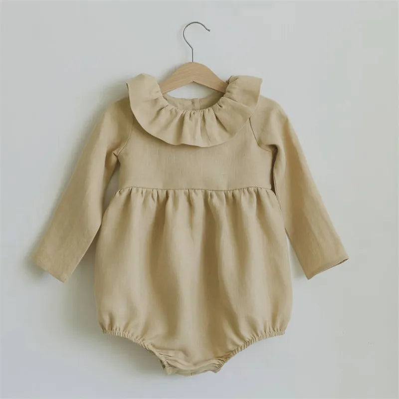 100% Cotton/Linen Blend Vintage Inspired Baby Girl Rompers and Shirts