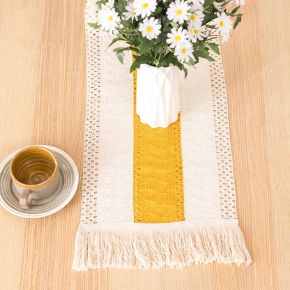 Boho Macrame Table Runner With Tassels