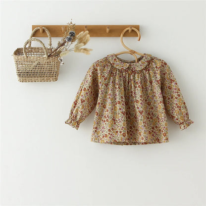 100% Cotton/Linen Blend Vintage Inspired Baby Girl Rompers and Shirts